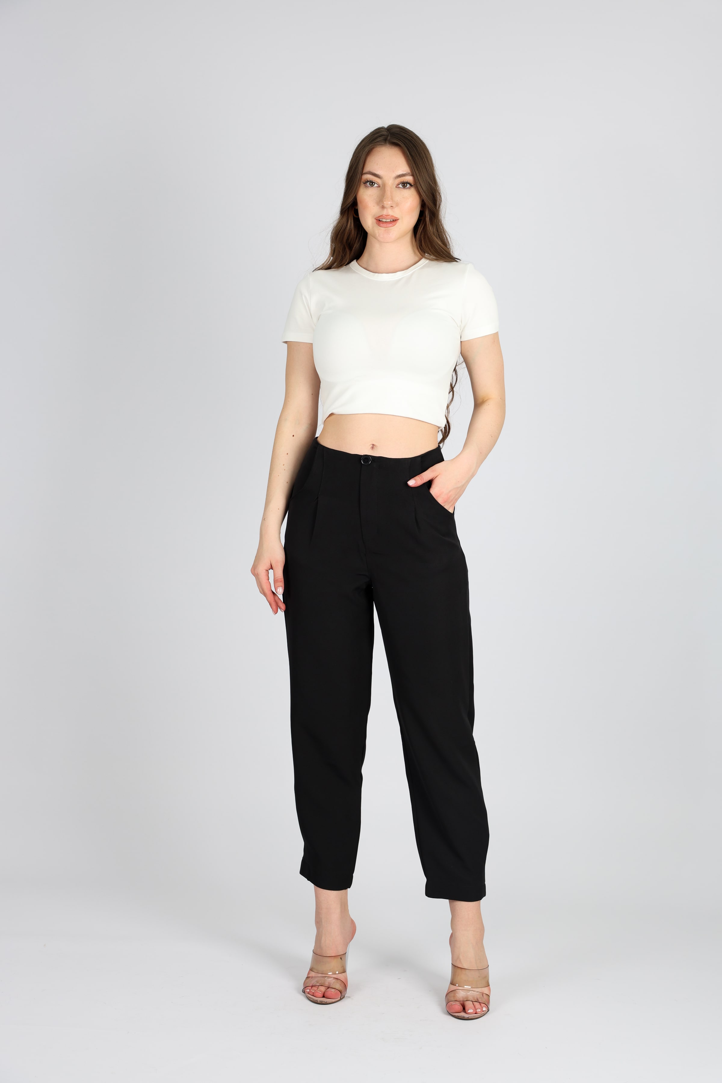  BALON MODEL SİYAH KREP PANTOLON